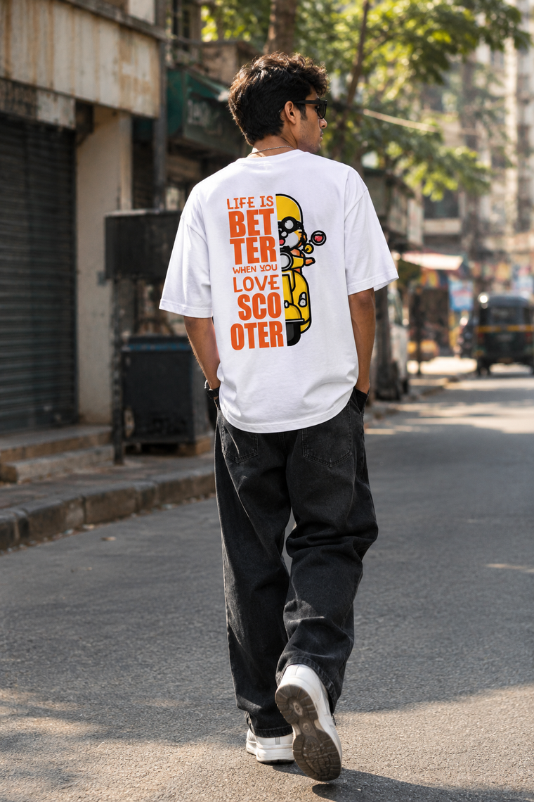 "Life Is Better When You Love Scooter" Unisex Oversized T-Shirt (240 GSM)
