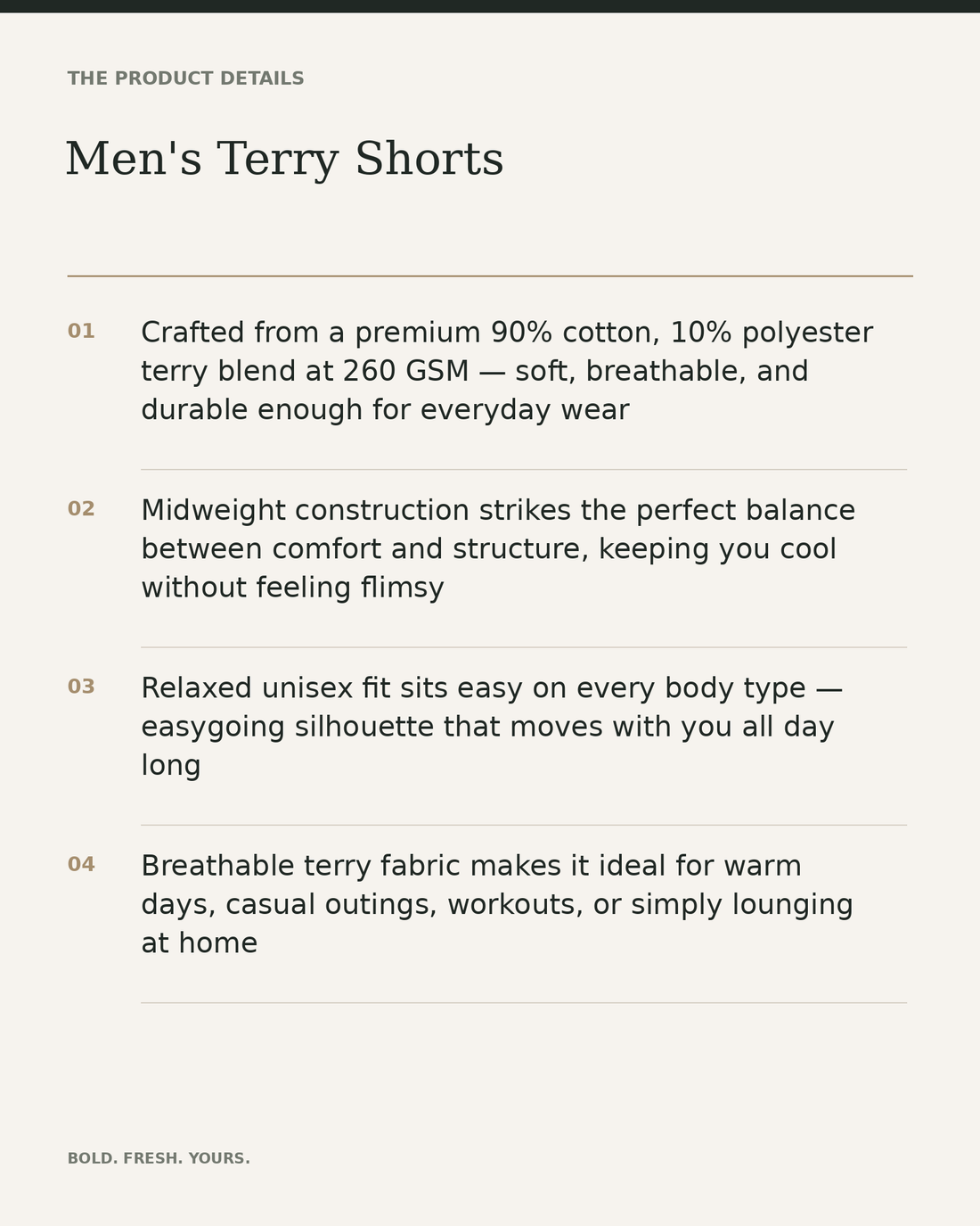Men's Terry Shorts – Relaxed Fit — product details, fabric, fit and care