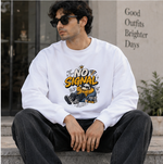 No Signal white graphic sweatshirt lifestyle front view