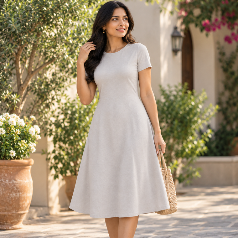 Nude Radiance A-Line Dress