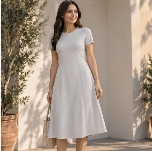 Nude Radiance A-line knee-length dress lifestyle