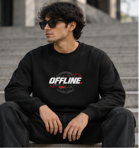 Offline black graphic sweatshirt lifestyle front view
