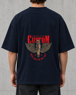 Plugged Freedom – Oversized Terry Tee — back artwork detail