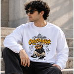 Professional Overthinker white sweatshirt lifestyle front bear graphic