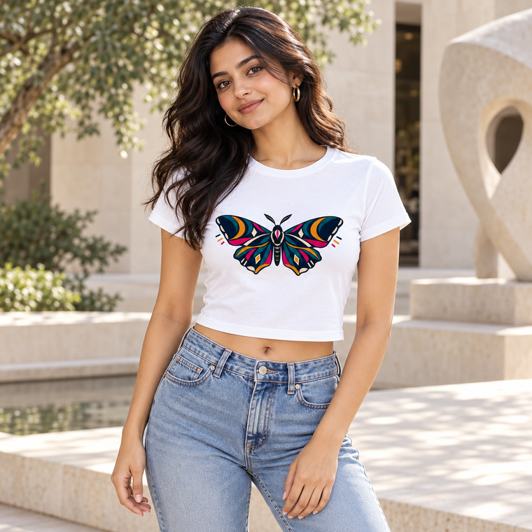 Soft Stretch Cropped Baby Tee | Women's Bio-Wash Cotton Tee alternate view