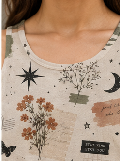 Stay Kind Journal Collage crop tank print detail