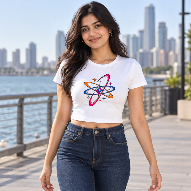 Stretch Fit Cropped Baby Tee | Women's Graphic Front Print Tee