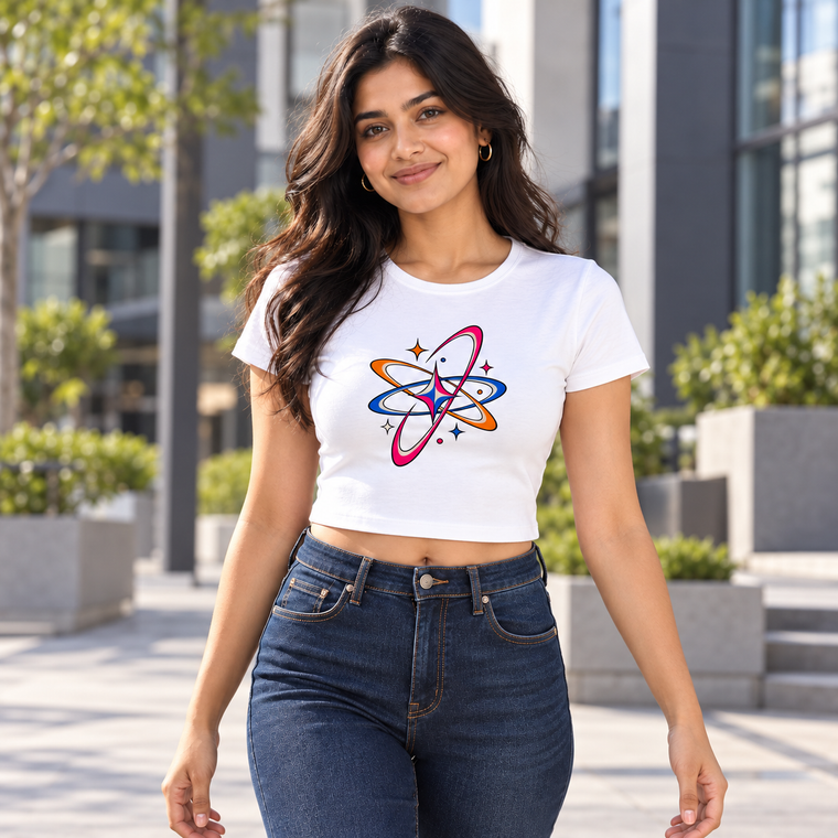 Stretch Fit Cropped Baby Tee | Women's Graphic Front Print Tee alternate view