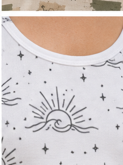 Sun and Wave line art tank top print detail