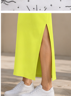 Sunny Sculpt yellow bodycon dress side slit detail