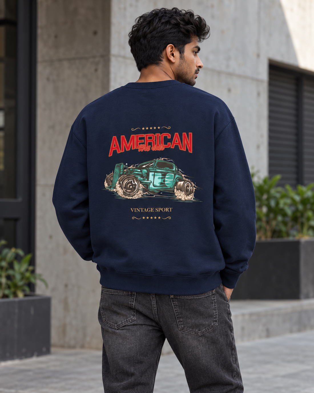 Torque Theory – Unisex Oversized Sweatshirt — male back lifestyle