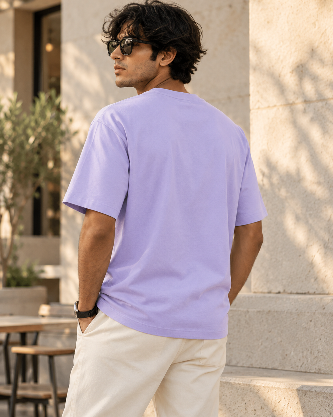 Unisex Supima Cotton T-Shirt – 160 GSM Premium Regular Fit Tee — back lifestyle photo
