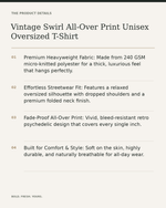 Vintage Swirl All-Over Print Unisex Oversized T-Shirt – 240 GSM Heavyweight Streetwear — product details, fabric, fit and care