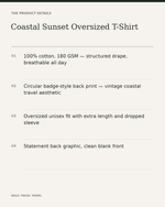 Coastal Sunset Oversized T-Shirt – Beach Lighthouse Back Print — product details, fabric, fit and care
