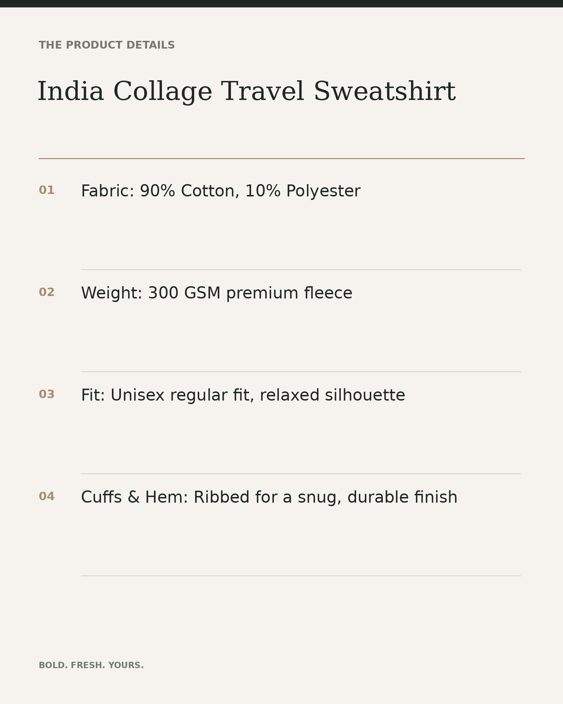 India Collage Travel Sweatshirt – Vintage Postcard Unisex Streetwear — product details, fabric, fit and care