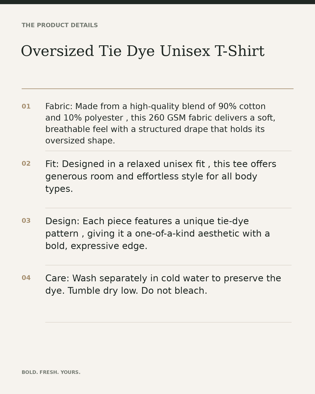 Oversized Tie Dye Unisex T-Shirt — product details, fabric, fit and care