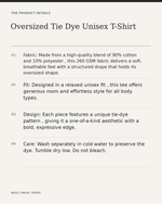 Oversized Tie Dye Unisex T-Shirt — product details, fabric, fit and care