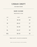 Urban Drift Hoodie — size guide in inches