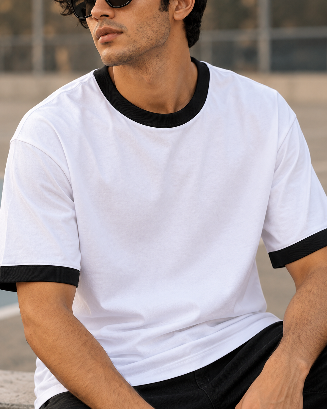 Unisex Ringer T-Shirt | Soft 100% Cotton 180 GSM | Breathable Everyday Casual Tee — fabric, print and construction close-up