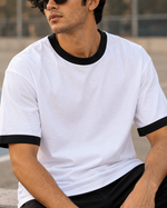 Unisex Ringer T-Shirt | Soft 100% Cotton 180 GSM | Breathable Everyday Casual Tee — fabric, print and construction close-up