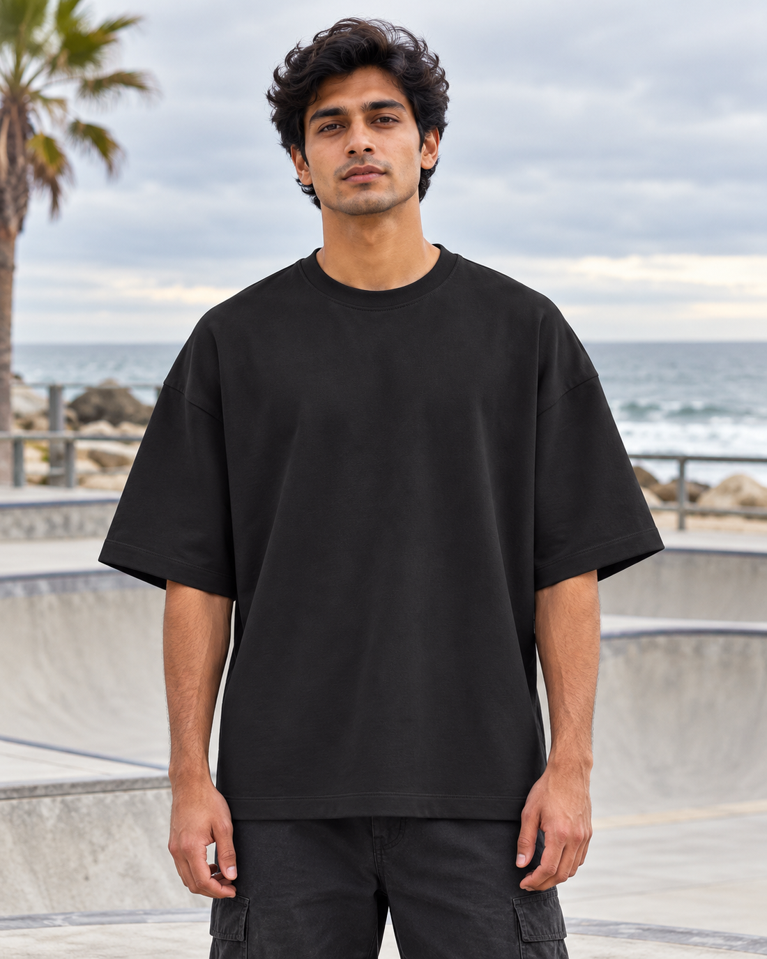 Worn In, Stood Out Oversized Terry Tee — plain front male lifestyle