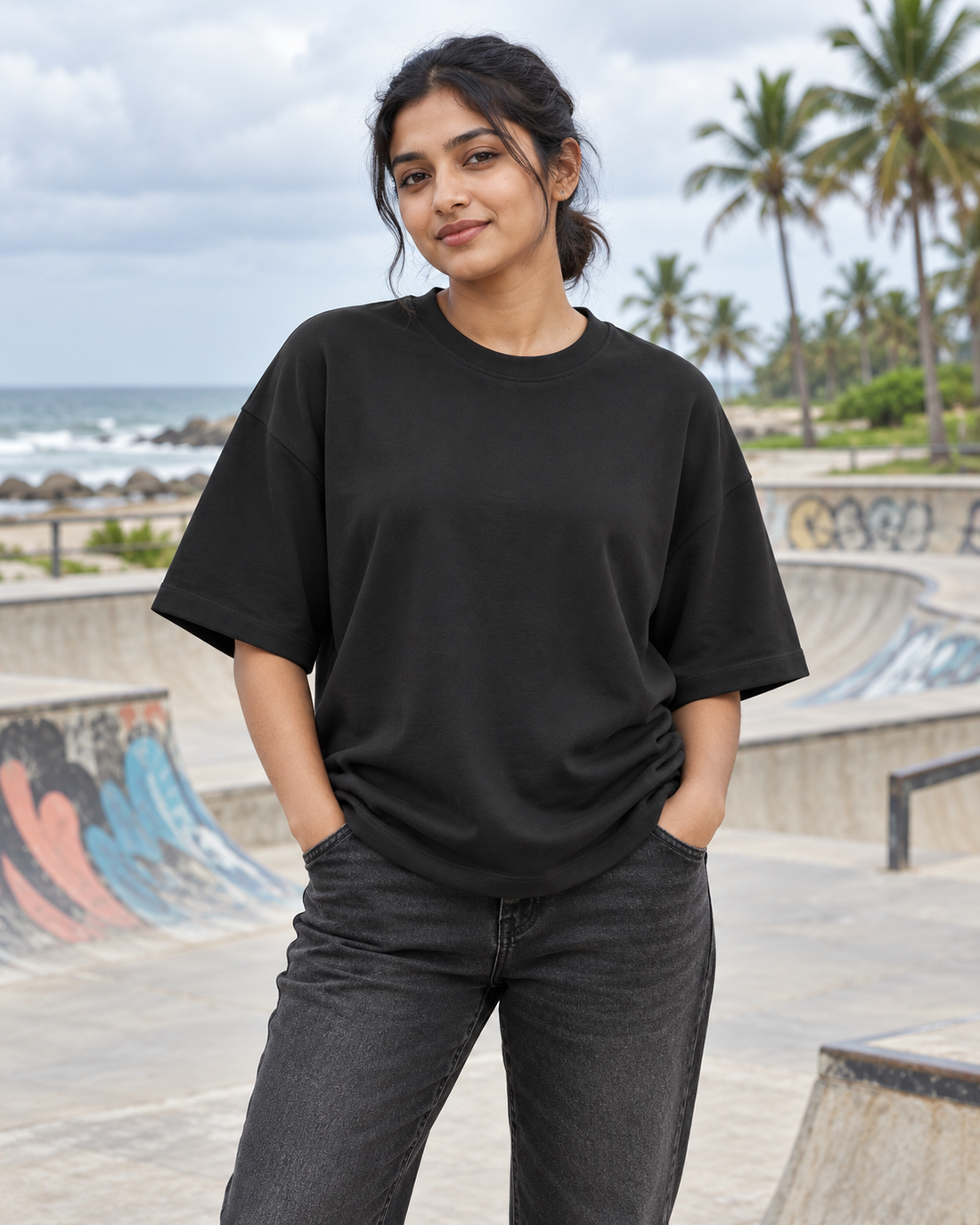 Worn In, Stood Out Oversized Terry Tee — plain front female lifestyle
